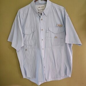 COLUMBIA Men's‎ PFG Bahama Short Sleeve Fishing Shirt UPF 30 Vented EUC